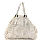 Nappa Intrecciato Canvas Fringe Maltinto Tote White