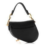 Grained Calfskin Mini Saddle Bag Black