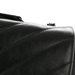 Calfskin Y Quilted Monogram Large Loulou Chain Satchel Black