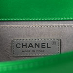 Metallic Calfskin Quilted Medium Boy Flap Green