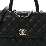 Caviar Quilted Mini Coco Handle Flap Black