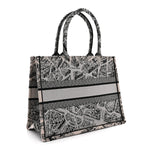 Canvas Embroidered Medium Plan De Paris Book Tote Grey Black
