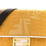X SARA COLEMAN Canvas Vitello King Seta FF Fish Eye Embroidered Baguette Mostarda White Ice