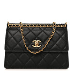 Caviar Quilted Chain Frame Flap Black