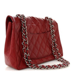 Caviar Quilted Jumbo Single Flap Dark Red