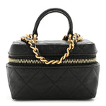 Caviar Quilted Mini Top Handle Vanity With Chain Black