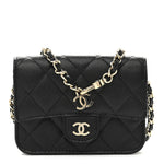 Caviar Quilted Mini Clutch With Chain Black
