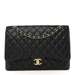 Caviar Quilted Maxi Double Flap Black