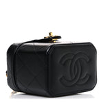 Lambskin Quilted Vanity Clutch With Chain Black