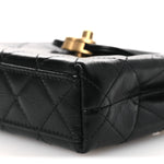 Shiny Aged Calfskin Quilted Mini Nano Kelly Shopper Black