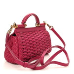 Calfskin Woven Mini Sicily Satchel Ibiscus