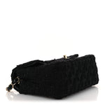 Tweed Quilted Mini Rectangular Flap Black