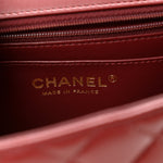 Lambskin Quilted Mini Top Handle Rectangular Flap Burgundy