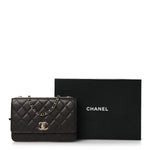 Lambskin Quilted Trendy CC Wallet On Chain WOC Dark Brown