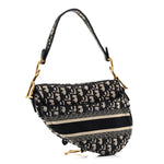 Oblique Embroidered Saddle Bag Blue
