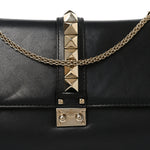 Vitello Large Glam Lock Rockstud Flap Black