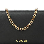 Textured Calfskin Script Logo Wallet On Chain Black
