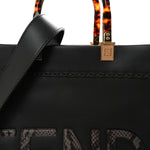 Vitello King Plexiglass Elaphe Snakeskin Print Logo Medium Fendi Sunshine Shopper Tote Dark Asphalt