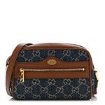 New Denim GG Monogram Dollar Calfskin Mini Ophidia Shoulder Bag Blue Tea Cuir Epilog