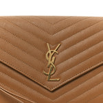 Grain De Poudre Matelasse Chevron Monogram Cassandre Flap Pouch Natural Dark