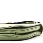 Roxy Calfskin Web Medium Blondie Top Handle Shoulder Flap Bag Salamander Green