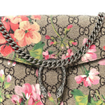GG Supreme Monogram Blooms Mini Dionysus Chain Wallet Beige Multicolor Dry Rose
