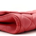 Lambskin Quilted Clutch With Chain Flap Red