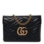 Calfskin Matelasse GG Marmont Chain Wallet Black