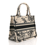 Canvas Embroidered Small Zodiac Toile De Jouy Book Tote Latte