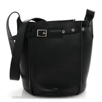 Supple Grained Calfskin Long Strap Big Bag Bucket Black