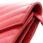Grain De Poudre Matelasse Chevron Monogram Chain Wallet Red