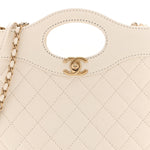 Shiny Lambskin Quilted Mini 31 Shopping Bag White