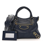Chevre Gold Metallic Edge Hardware Town Bleu Nuit Dark Sea