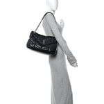 Lambskin Quilted Medium Loulou Puffer Monogram Chain Satchel Black