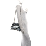 Agneau Arena Graffiti Medium Crush Chain Bag Black White
