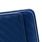Caviar Chevron Quilted Wallet On Chain WOC Blue