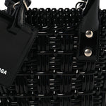 Faux Calfskin Braided Varnished XXS Bistro Basket Black