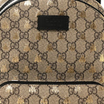 GG Supreme Monogram Bees Print Small Day Backpack Beige Oro Black