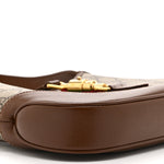 GG Supreme Monogram Azalea Calfskin Web Small Jackie 1961 Hobo Beige Ebony Brown Sugar
