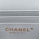 Lambskin Quilted Extra Mini Rectangular Flap Light Blue