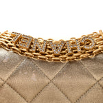 Metallic Lambskin Quilted Mini CC Crystal Logo Chain Flap Gold