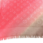 Silk Wool Monogram Tie Dye Shawl Rose