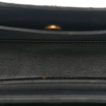 Shiny Aged Calfskin Quilted Nano Kelly Shopper Black