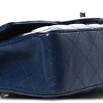 Caviar Quilted Medium Double Flap Navy