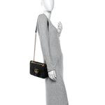 Calfskin Matelasse Small GG Marmont Shoulder Bag Black