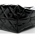 Patent Quilted Large Coco Shine Accordion Flap Black