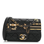 Lambskin Quilted Mini Coco Clips Single Flap Black