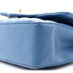 Caviar Quilted Small Double Flap Blue