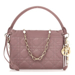 Lambskin Cannage Milly Mini Drawstring Bag Pink Peony
