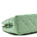 Shiny Aged Calfskin Quilted Nano Kelly Shopper Light Green